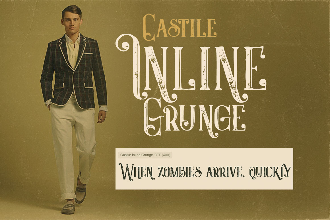 Castile Inline Grunge Font