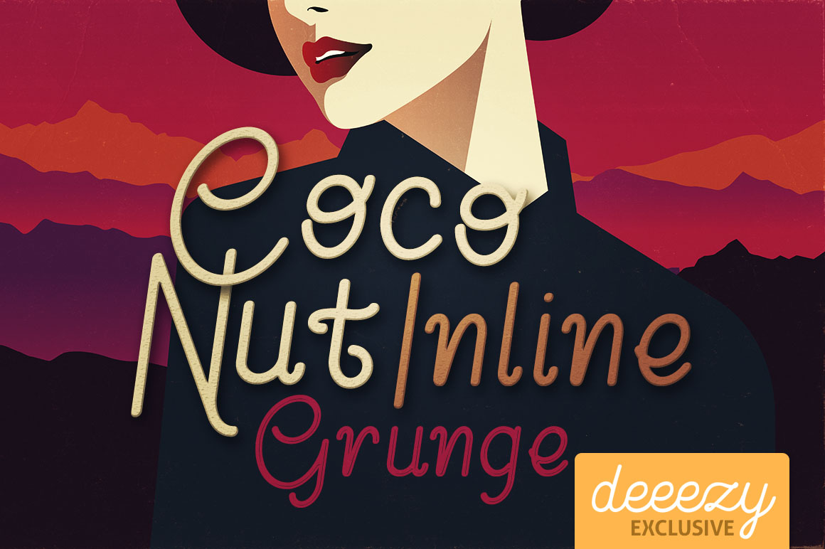 Coconut Inline Grunge - Free Font