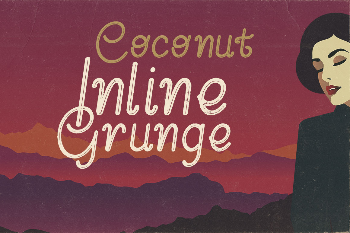 Coconut Inline Grunge - Free Font