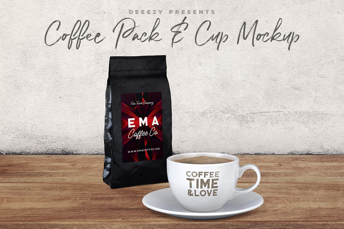 Coffee Pack & Cup - Free Mockup